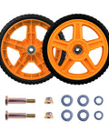10 Inch Lawn Mower Wheels for Push Mowers, Plastic PU Wheels with Bolts & Nuts, 10x1-3/4 Size, 1/2 Inch Bore, 2 Pack front view