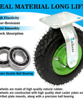 10 inch heavy duty pneumatic caster wheels set of 4 with rubber knobby tread showing a close-up view of the swivel caster.