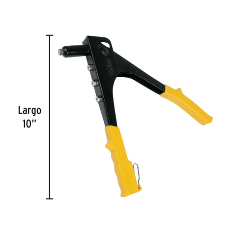Riveting 10 Foot Assembly Tool With Durable Rivets For Fast Metal Fabrication And DIY Projects, Heavy Duty Riveting Set For Home Workshop And Professional Use By Pretul, showing black and yellow tool with 10-inch length.