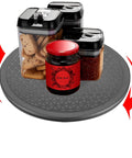 10 Inch Heavy Duty Rotating Swivel Stand 2 Pack Lazy Susan Turntable with jars and containers on anti-slip surface