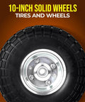 2 Pack 10 Inch Solid Rubber Tire Wheels, 4.10/3.50-4 Flat Free Replacement Tires with 5/8 Inch Bearings, Steel Rim