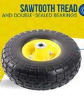 ✝️ (2-pack) 10-inch solid tire wheels - replacement 4.10/3.50-4" flat free tires and wheels with 5/8" axle bore hole bearings, 2.17" offset hub
