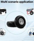 10-inch 4.10/3.50-4 tire and wheel flat free, heavy duty solid replacement tire with 5/8" bearings, for wheelbarrows hand trucks