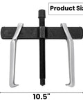 Front view of 2 Jaw Gear Puller, 10 Inch Two Claw Gear Puller Tool, Heavy Duty Steel Bearing Puller for Flywheels and Industrial Removal, adjustable