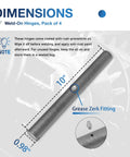 10 Inch Weld On Trailer Ramp Hinge Pack Of 4, heavy steel, greasable zerk fitting, for trailers ramps gates, dimensions shown