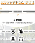 Diagram of 10 Inch Weld On Trailer Ramp Hinges Greasable Heavy Duty Steel 500 Lb Capacity 4 Pack Zinc Plated, showing product dimensions.