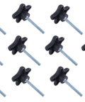 10 Pack 5/16-18 Star Knobs With 2 Inch Long Threaded Post And 2 Inch Diameter, shown in black with threaded posts