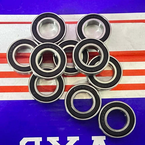 10-Pack 6800-2RS Bearings Sealed 10x19x5mm displayed, showcasing chrome steel and rubber seals.