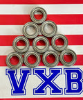 10-Pack 6800ZZ 10x19x5mm Double Shielded 10mm Bore Bearings arranged in a pyramid on a red and white striped background.