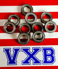 10-Pack 6801ZZ Beairng 12x21x5mm Ball Bearings on a striped background, showcasing chrome steel construction.