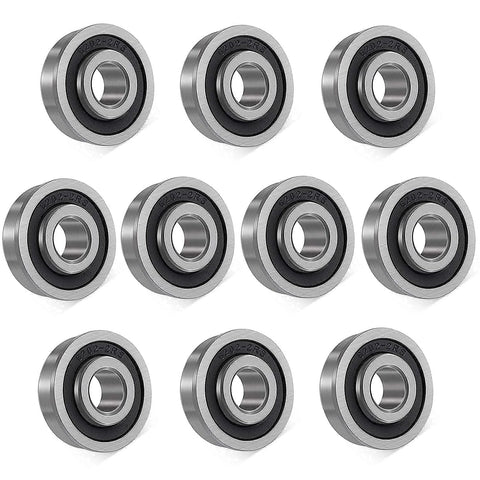 10 Pack Flanged Ball Bearings Five Eighths Inch By One And Three Eighths Inch By One Half Inch Pre Lubricated set shown on white background