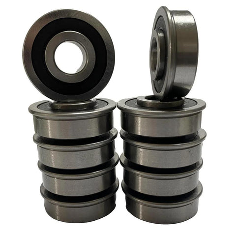 10 Pack Flanged Ball Bearings Half Inch Bore By One And Three Eighths Inch Outer Diameter for Lawn Mowers and Garden Gear