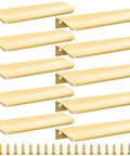 Image of 10 Pack Gold Finger Pulls For Cabinets And Drawers 6 Inch Edge Concealed Mount Modern Aluminum Brushed Gold Kitchen Cabinet Handles Hardware With Comfortable Non Slip Grip And Rust Resistant Durable Construction displayed with screws.