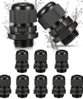 10 Pack Half Inch NPT Waterproof Cable Glands IP68 Rugged Heavy Duty Nylon PA66 Strain Relief Wire Grommet Cord Grip For 6 To 12mm Cables Junction Box