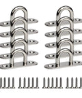 10-Pack 304 Stainless Steel Ceiling Hook Ring Hooks With Enclosed Eye Plate M5 Mounting Plate and 20 screws shown in set for rigging