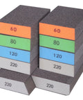 10 Pack Washable Sanding Blocks With Grit 60 80 120 180 220 For Wood Or Metal, stack of colored sandpaper blocks