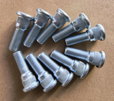 Ten-pack rear wheel studs with 1/2-20 threads, 0.668 inch knurl, and 1.75 inch length, a heavy-duty replacement for Dodge Dakota