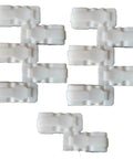 White plastic 10 Pack Sealing Clip Zipper With Sliding Grip Airtight Vacuum Storage Bags Seals organized on a white background.