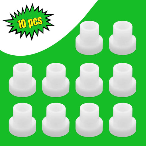 10 Pcs Flanged Sleeve Bearings M4 Bore 6mm OD 5mm Length POM Wrapped Oilless Bushings, white nylon bushings displayed