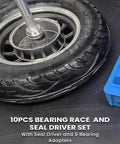 10 Piece Bearing Race And Seal Driver Kit For Quick No Damage Installations Pro Grade Bearing Press Tool in use on tire