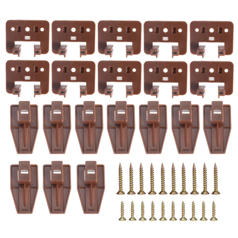 10 Piece Drawer Slide Track Guides for Center Mount Drawers Perfect For Dressers Nightstands and Chests These Replacement Guides Fit Center Mount 1 Drawer Systems and Are Easy To Install Please Verify Your Size Before Purchase. Plastic guides and screws shown.