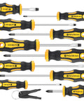 10 Piece Magnetic Screwdriver Set With 5 Phillips And 5 Slotted Tips Cushion Grip Handles And Chromium Vanadium Steel Construction