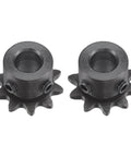 Two 10 Tooth Chain Sprockets With One Quarter Inch Pitch And 8 Millimeter Bore For ISO 04C Chains C45 Carbon Steel Sprockets