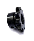 Side view of Hardened 10 Tooth Roller Chain Sprocket For 1/2 Inch Pitch B Type With 3/4 Inch Bore 0.187 Inch Keyway And Dual Setscrews At 90 Degrees