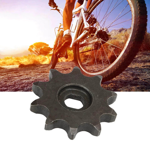 10 Tooth Sprocket For General Chain Gear And Motor Gear In Speed Reduction Systems Crafted From Premium Carbon Steel with bicycle in background