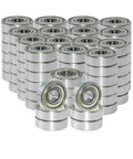 100 Pack 608 ZZ Deep Groove Ball Bearings With Double Metal Shields 8mm x 22mm x 7mm for skateboards and more, stacked view