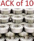 Image of 100-Pack R6ZZ-C3 DZW Ball Bearings with C3 clearance, showing double metal shields and chrome steel for smooth motion.