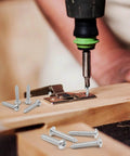 Installation of 100 Pcs #10 x 1 Inch Pan Head Wood Screws Made from 304 Stainless Steel in wooden project with driver.