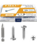 100 Pcs #10 x 1 Inch Pan Head Wood Screws Made from 304 Stainless Steel Featuring Self Tapping Coarse Threads and Sharp Point for Fast Installation in Wood Metal Plastic Drywall and Concrete Projects