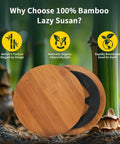 11 inch carbonized bamboo lazy susan organizer with non slip base on display, showcasing its natural texture and design.