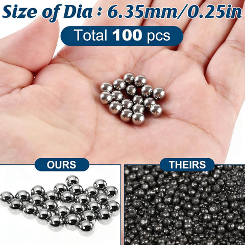 100 Piece G25 Precision Chrome Steel Bearing Balls Hardened And Mirror Polished One Quarter Inch 6 35 Millimeter For Bearings