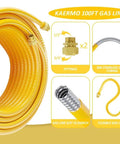100 Feet Three Quarters Inch CSST Flexible Propane And Natural Gas Line Corrugated Stainless Steel Tubing Propane Pipe Conversion Kit Grill Hose With Two Male Adapter Fittings For Grill Installation