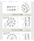 Technical diagram of Metal Wheel 4 Wheels/Set Omni Metal Mecanum Wheel, 100mm Omnidirectional Wheel with dimensions and specs shown.