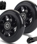 Black 100mm Pro Scooter Replacement Wheels with Aluminum Alloy Rim, Anti Lock Bearings, 88A PU Tires for Fast Riding