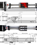 Diagram of 100mm Stroke Work Size Linear Guide Table Ball Screw Motion CNC Linear Guide Stage Actuator Motorized Nema 23 Stepper Motor