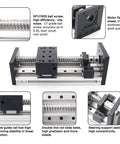 100mm / 3.94" Linear Motion Guide Actuator Double Linear Rail Slide 1605 Ballscrew Motorized XY XYZ Linear Stage Table Nema23