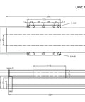 Technical diagram of 100mm Length Travel Fully Enclosed Double Linear Stage Actuator with Square Linear Rails Ballscrew SFU1605 with NEMA23 Stepper Motor