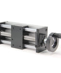 100mm Effective Travel Dual Optical Axis Manual Sliding Table with SFU1605 Ball Screw, handwheel, heavy load metal build