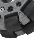 Close-up of Mecanum Wheel 100mm Omni Directional Wheel for robotic kits with high hardness plastic and copper core rollers