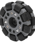 Omnidirectional 100mm Mecanum Wheel Kit For Smart Robots And DIY Robotic Projects, black and grey wheel close-up
