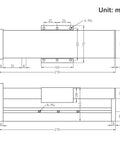 Technical drawing of a 100mm Length Travel Fully Enclosed Linear Stage Actuator with Square Linear Rails Ballscrew SFU1605 with NEMA23 Stepper Motor, showing dimensions and assembly details.
