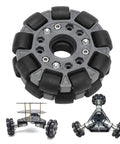 100mm Omni Wheel with double row roller design featuring nylon body rubber rollers for robot racing and RC cars model 14041