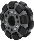 100mm Omni Wheel with double row roller design featuring nylon body rubber rollers for fast turning and strong load capacity