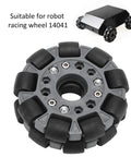 100mm Omni Wheel with double row roller design featuring nylon body rubber rollers for robot racing RC cars model 14041