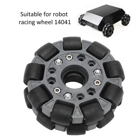 100mm Omni Wheel with double row roller design featuring nylon body rubber rollers for robot racing RC cars model 14041
