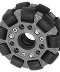100mm Omni Wheel with double row roller design featuring nylon body rubber rollers for robot racing RC cars model 14041